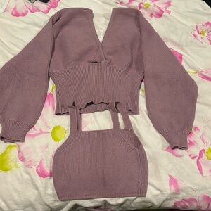 Purple Knit Sweater and Tank top Set